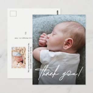 Modern Baby Boy Bedankt met foto's Briefkaart