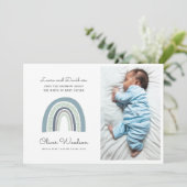 Modern Baby Boy Foto Blue Birth Notice Aankondiging (Staand voorkant)