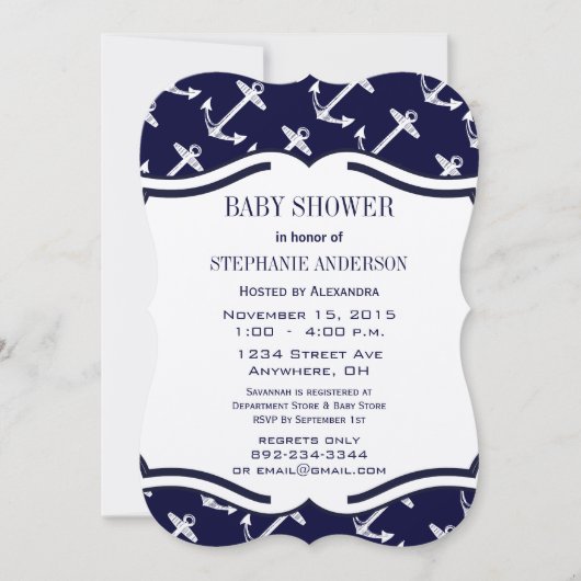 Modern Baby Boy Nautical Shower Kaart (Voorkant)