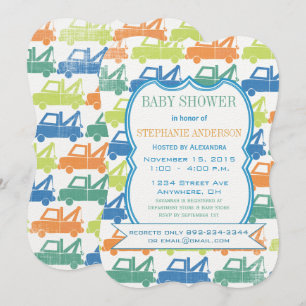 Modern Baby Boy Tow Truck Shower Kaart