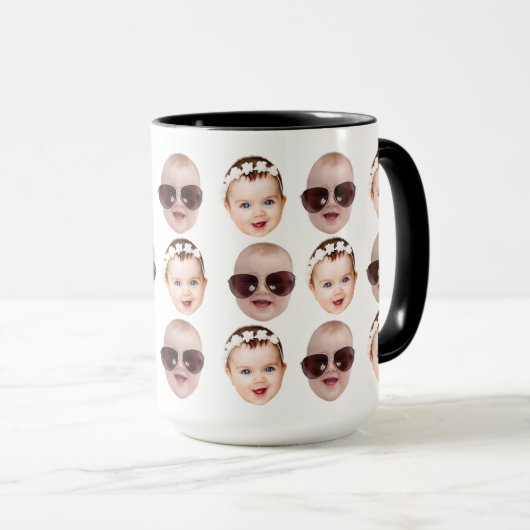 Modern Baby Gezichtspatroon Opa Verjaardagsvader Mok (Voorkant rechts)