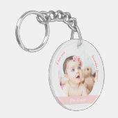 Modern Baby Girl 2 Foto's Datum geboorte opa Sleutelhanger (Voorkant Links)