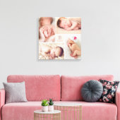Modern Baby Girl Monogram Foto Collage Canvas (Insitu (Woonkamer))