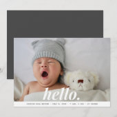 Modern Baby Grey Hallo geboorteaankondiging Aankondiging (Voorkant / Achterkant)