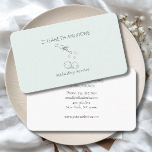 Modern, Baby illustratie, vroedvrouw, geboorte Dou Visitekaartje