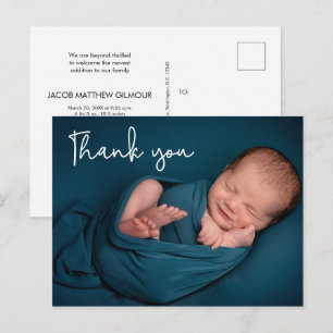 Modern Baby Photo baby shower Bedankt Briefkaart