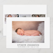 Modern Baby Photo Collage Birth Announding (Voorkant / Achterkant)