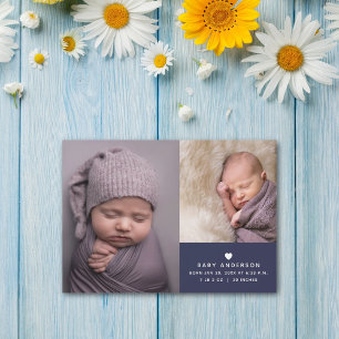 Modern Baby Photo Collage Birth Announding Magnetische Uitnodiging