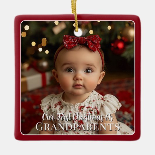 Modern Baby Photo First Christmas as Grandparents Keramisch Ornament (Voorkant)