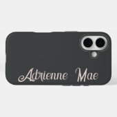 Modern Baby Pink Blush Script Monogram Name Case-Mate iPhone Case (Achterkant (horizontaal))