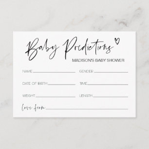 Modern Baby shower Baby voorspellingen Douche spel Informatiekaartje