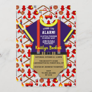 Modern Baby shower 'Little Fireman' Kaart