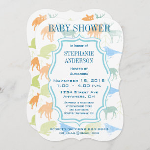 Modern Baby Woodland Creatures Shower Kaart