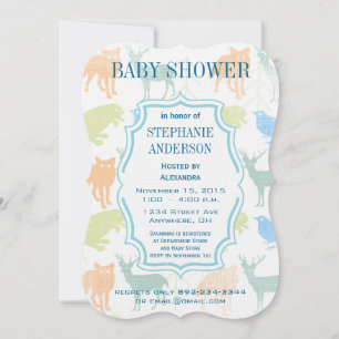 Modern Baby Woodland Creatures Shower Kaart