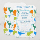 Modern Baby Woodland Creatures Shower Kaart (Voorkant / Achterkant)