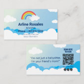 Modern babysitten bedrijf | Blue Sky Babysitter Visitekaartje (Voorkant / Achterkant)