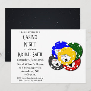 Modern Bachelor Party Casino Poker Night Kaart