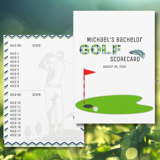 Modern Bachelor Party Golf Scorecard Kaart