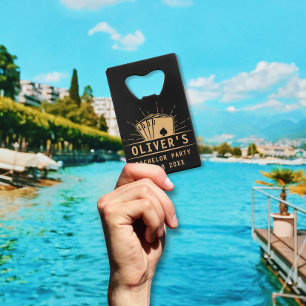 Modern Bachelor Party Poker Spelen Kaart Casino Kredietkaart Flessenopener