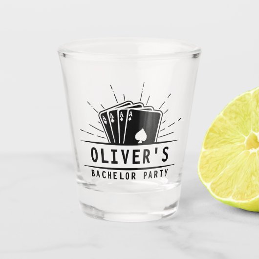 Modern Bachelor Party Poker Spelen Kaart Casino Shot Glas (Voorkant)