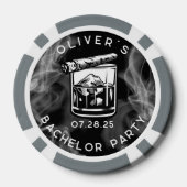 Modern Bachelor Party Sigaren en Whiskey Zwart Poker Chips (Achterkant)