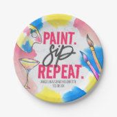 Modern Bachelorette Marble Paint en Sip Papieren Bordje (Voorkant)