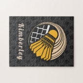 Modern Badminton Theme Player Coach Name Gedotteer Legpuzzel (Horizontaal)