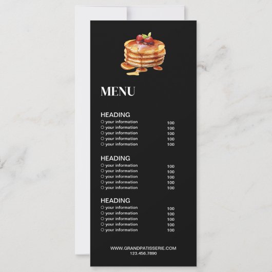 Modern Bakery Cafe Menu & Prijslijst Kaart (Achterkant)
