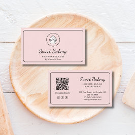 Modern Bakery Logo QR Code Pink Visitekaartje