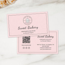 Modern Bakery Logo QR Social Media Icons Roze