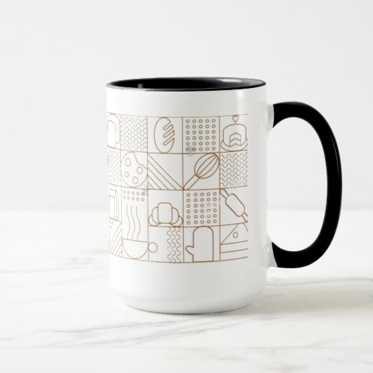 Modern Bakery Pattern Mug - Elegant Gold Line Art (Droite)