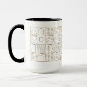 Modern Bakery Pattern Mug - Elegant Gold Line Art (Gauche)