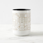 Modern Bakery Pattern Mug - Elegant Gold Line Art (Centre)