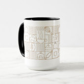 Modern Bakery Pattern Mug - Elegant Gold Line Art (Devant gauche)