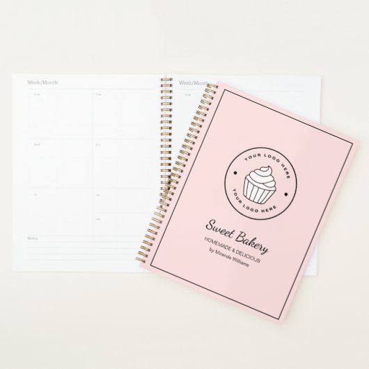Modern Bakery Pink Custom Logo Planner (Display)