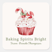 Modern Baking Spirits Bright Cute Cupcake Food Vierkante Sticker (Voorkant)