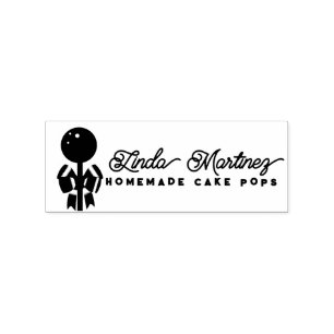 Modern Bakkerij Cake Pop Bakker Thuis Script  Logo Rubberstempel