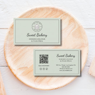 Modern Bakkerij Logo QR Sociale Media Salie Groen Visitekaartje