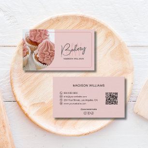 Modern Bakkerij Monogram Logo QR Banketbakker Visitekaartje