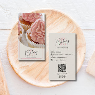 Modern Bakkerij Monogram Logo QR Code Visitekaartje