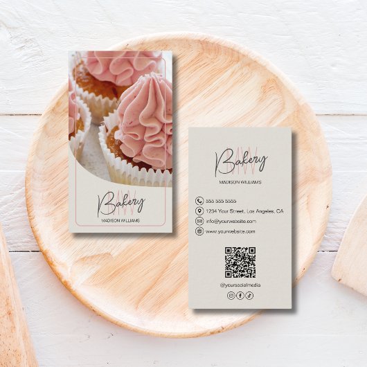 Modern Bakkerij Monogram Logo QR Code Visitekaartje