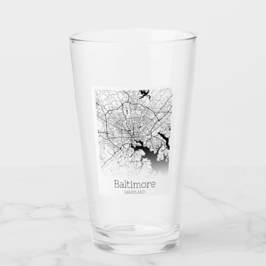 Modern Baltimore City Map Glas (Voorkant)