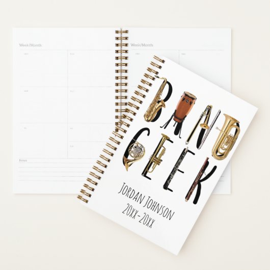 Modern Band Geek Musical Instrument Uw eigen naam Planner (Display)