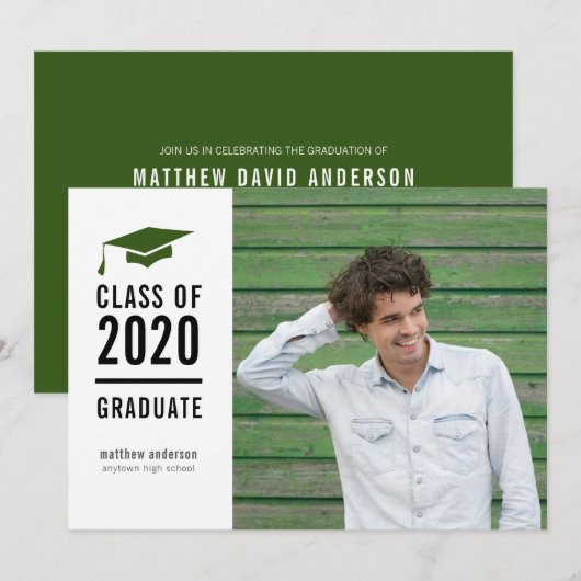 Modern Banner Graduation Party Invitation Kaart (Voorkant / Achterkant)