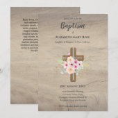 Modern BAPTISM Christening Bautizo INVITE FLORAL Kaart (Voorkant / Achterkant)