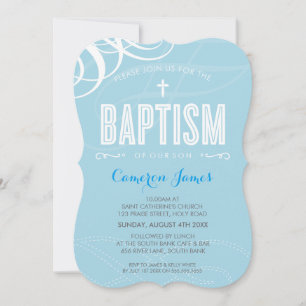 MODERN BAPTISM elegant design wit wervelblauw Kaart