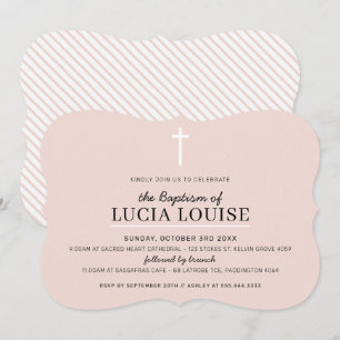 MODERN BAPTISM minimaal eenvoudig bleek roze meisj Kaart