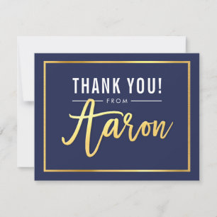 MODERN BAR MITZVAH bedankt gouden folie AARON mari