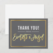 MODERN BAR MITZVAH bedankt gouden naam grijs (Voorkant / Achterkant)