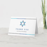 Modern Bar Mitzvah Dank u wel kaarten | Blauw + Bl
